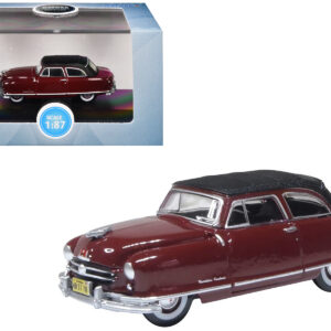 1950 Nash Rambler Custom Landau Convertible (Closed) Sunset Maroon with Black Top 1/87 (HO) Scale Diecast Model Car by Oxford Diecast  by Diecast Mania