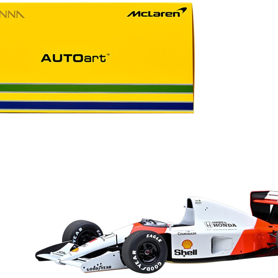 McLaren Honda MP4/6 #1 Ayrton Senna 2nd Place Formula One F1 Japanese GP (1991) (without McLaren Logo) 1/18 Model Car by Autoart from the Ayrton Senna store collection.