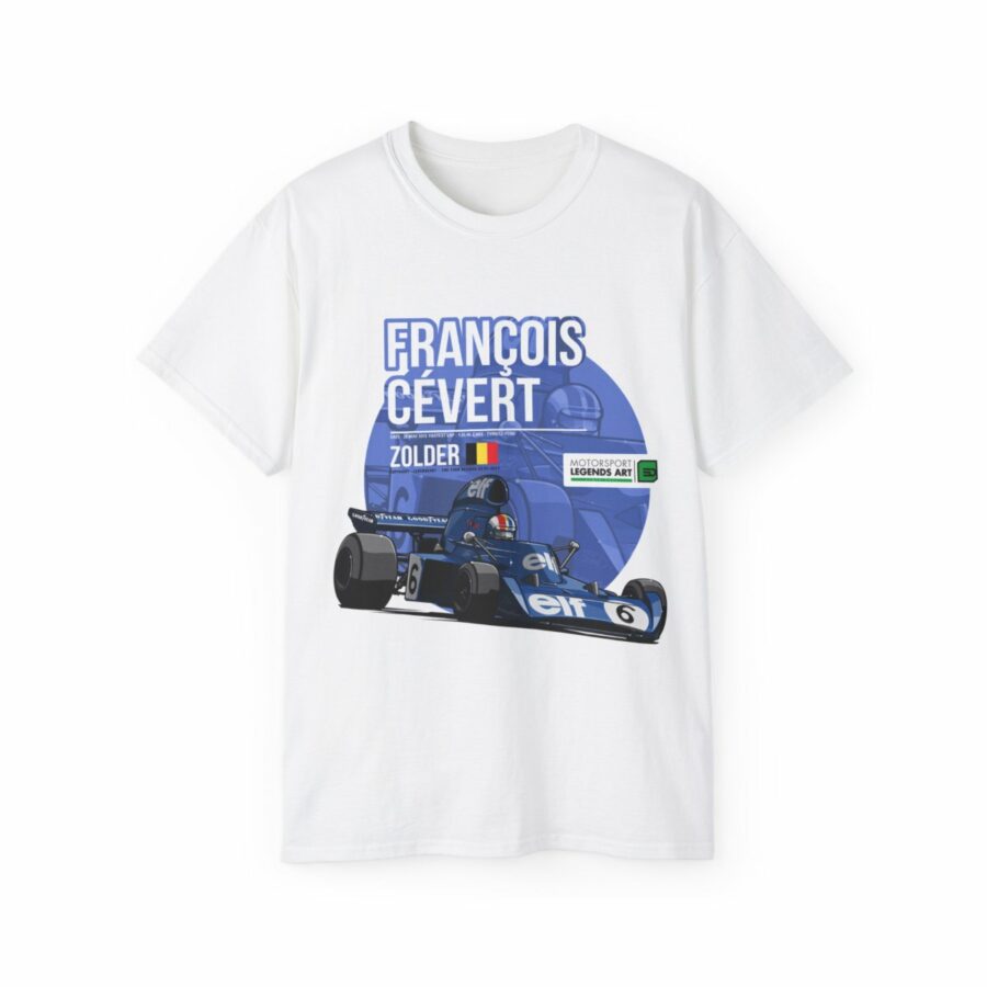 François Cevert Zolder 1973 T-Shirt | Vintage F1 Racing Tee | Classic Formula 1 Motorsport Legends Shirt F1 Jackets
