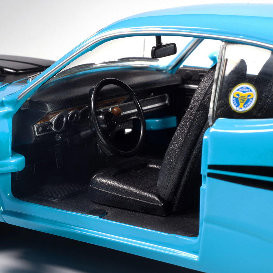 1972 Dodge Demon GSS "Mecum Auctions" Petty Blue with Black Stripes "American Muscle" Series 1/18 Diecast Model Car by Auto World USA GP - Americas Track Art