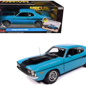 1972 Dodge Demon GSS "Mecum Auctions" Petty Blue with Black Stripes "American Muscle" Series 1/18 Diecast Model Car by Auto World Automotive by Diecast Mania