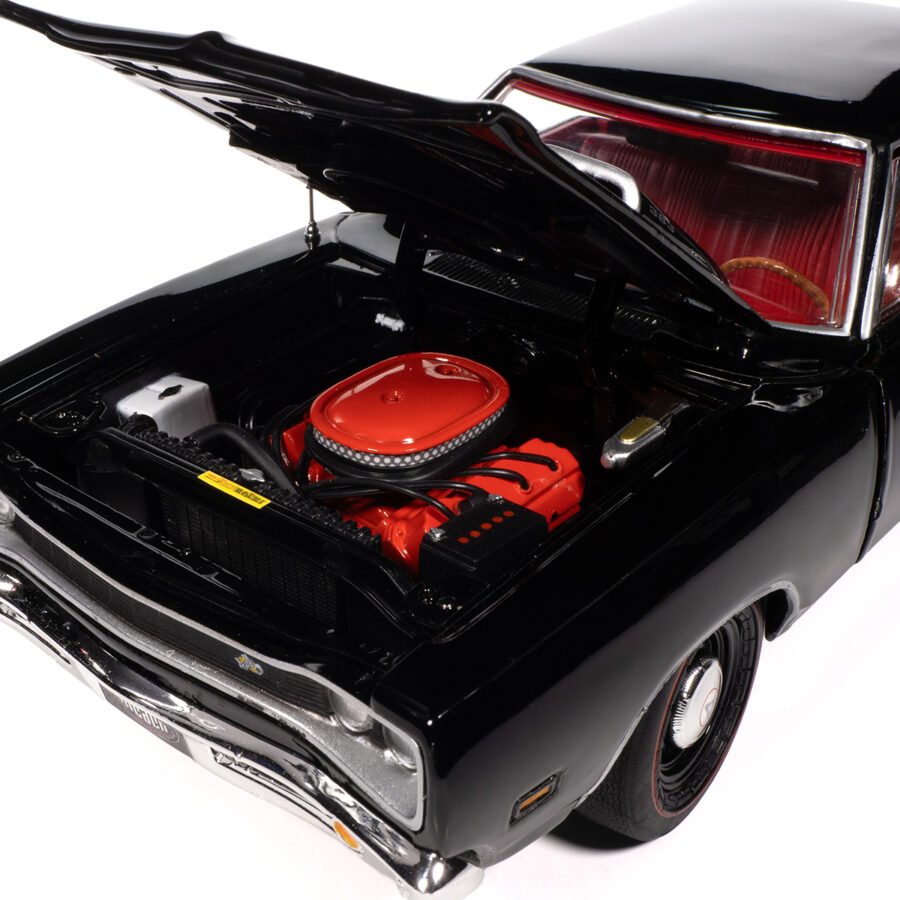 1969 Dodge Coronet Super Bee "Muscle Car & Corvette Nationals" (MCACN) Black with Red Interior "American Muscle" Series 1/18 Diecast Model Car by Auto World USA GP - Americas Track Art