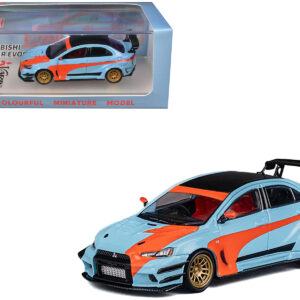 Mitsubishi Lancer Evolution X Varis RHD (Right Hand Drive) Light Blue with Black Top and Orange Stripes 1/64 Diecast Model Car by CM Model from the Sports Car Racing Model Cars store collection.