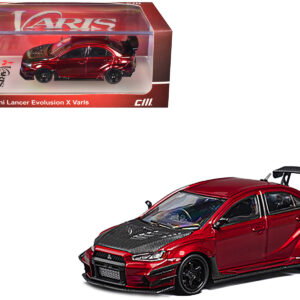 Mitsubishi Lancer Evolution X Varis RHD (Right Hand Drive) Red Metallic with Carbon Hood 1/64 Diecast Model Car by CM Model from the Sports Car Racing Model Cars store collection.