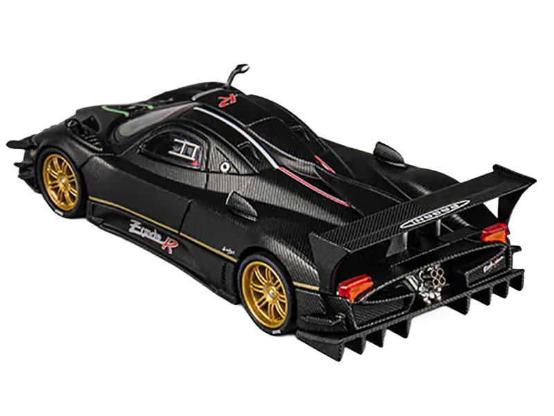 Pagani Zonda Revolucion Black Carbon with Extra Wheels 1/64 Diecast Model Car by CM Model Automotive