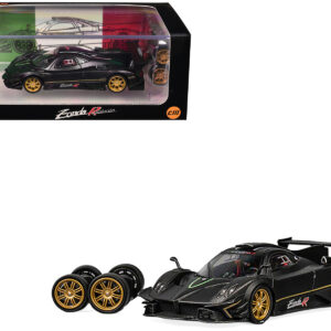 Pagani Zonda Revolucion Black Carbon with Extra Wheels 1/64 Diecast Model Car by CM Model from the Sports Car Racing Model Cars store collection.