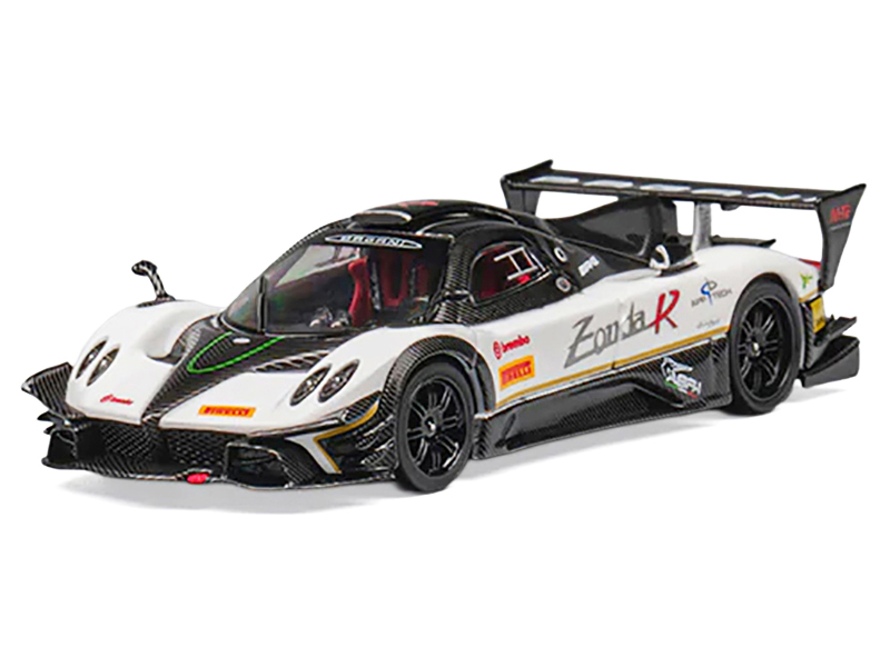 Pagani Zonda Revolucion White and Carbon with Extra Wheels 1/64 Diecast Model Car by CM Model from the Sports Car Racing Model Cars store collection.