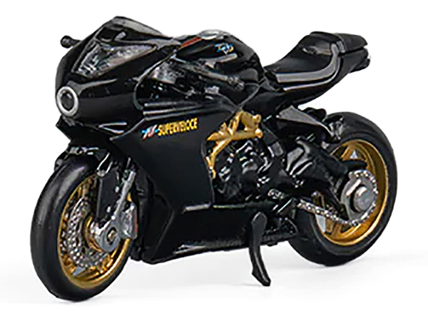MV Agusta Superveloce 800 Motorcycle Black and Gold with Figure 1/64 Diecast Model by CM Model Automotive
