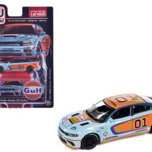 2021 Dodge Charger SRT Hellcat #01 "Gulf Oil-MOPAR" Light Blue and Orange Limited Edition to 4800 pieces Worldwide 1/64 Diecast Model Car by Auto World from the Sports Car Racing Collectibles store collection.
