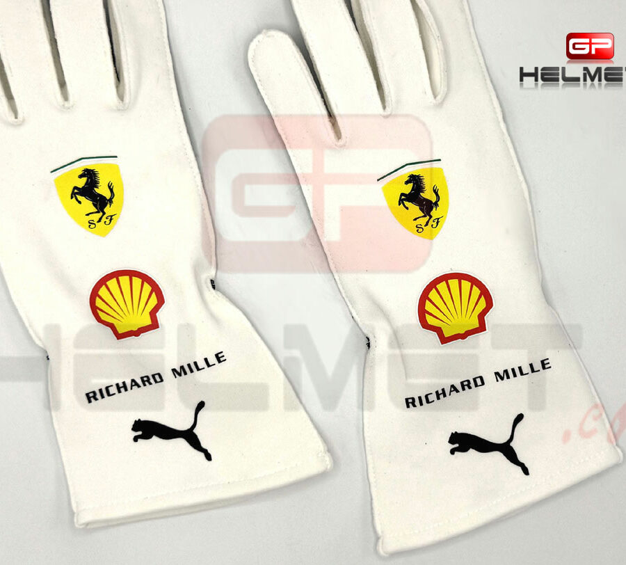 Lewis Hamilton & Charles Leclerc 2025 Miami GP Racing gloves from the Ferrari F1 Memorabilia store collection.