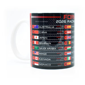Formula 2026 Racing Calendar Mug - Red Edition - GP Race Dates & Circuits - Hamilton - Norris - Coffee Cup - Motorsport Fan Gifts  by Legacy Legends
