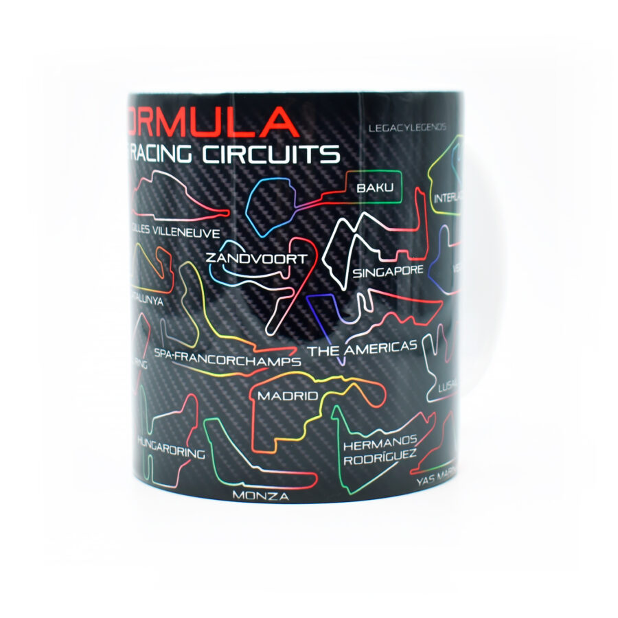 Formula 2026 Racing Circuits Mug - Red Edition - GP Race Track Outlines - Hamilton - Norris - Coffee Cup - Motorsport Fan Gifts F1 Accessories