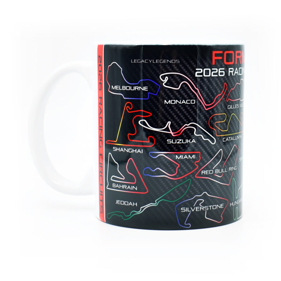 Formula 2026 Racing Circuits Mug - Red Edition - GP Race Track Outlines - Hamilton - Norris - Coffee Cup - Motorsport Fan Gifts F1 Accessories