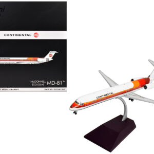 McDonnell Douglas MD-81 Commercial Aircraft "Continental Airlines" (N859HA) White with Red and Orange Stripes "Gemini 200" Series 1/200 Diecast Model Airplane by GeminiJets from the Sports Car Racing Model Cars store collection.