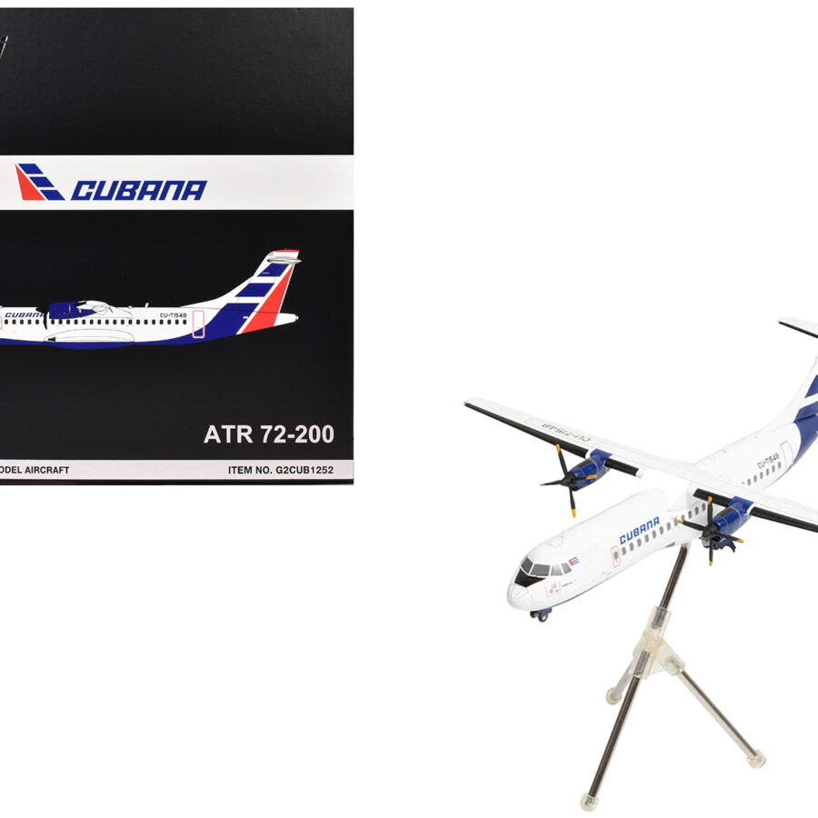 ATR 72-200 Commercial Aircraft "Cubana de Aviacion" (CU-T1548) White with Red and Blue Tail "Gemini 200" Series 1/200 Diecast Model Airplane by GeminiJets Automotive