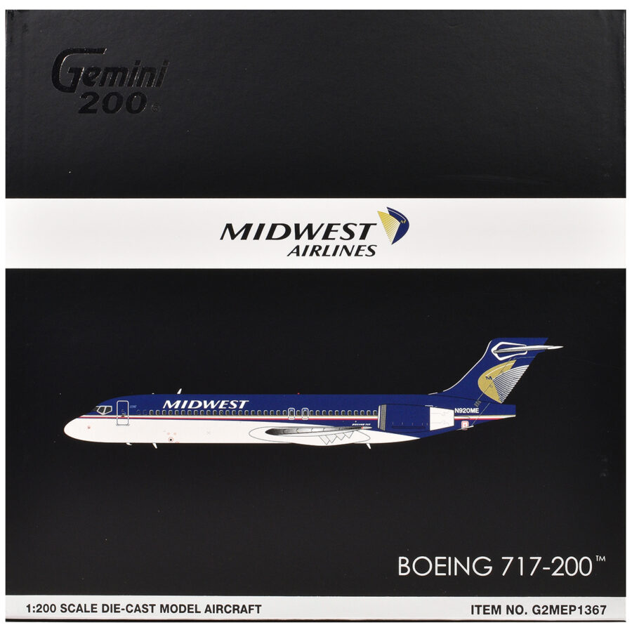 Boeing 717-200 Commercial Aircraft "Midwest Airlines" (N920ME) Blue and White "Gemini 200" Series 1/200 Diecast Model Airplane by GeminiJets Automotive