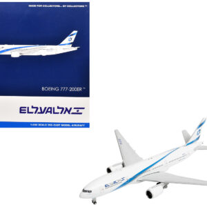 Boeing 777-200ER Commercial Aircraft "EL AL Israel Airlines" (4X-ECB) White with Blue Stripes 1/400 Diecast Model Airplane by GeminiJets  by Diecast Mania