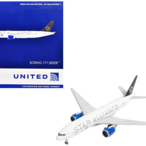 Boeing 777-200ER Commercial Aircraft "United Airlines Star Alliance" (N77022) White with Black Tail 1/400 Diecast Model Airplane by GeminiJets  by Diecast Mania