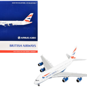 Airbus A380 Commercial Aircraft "British Airways" (G-XLEE) White with Striped Tail 1/400 Diecast Model Airplane by GeminiJets  by Diecast Mania