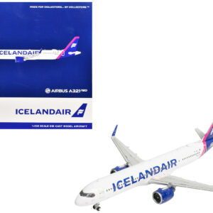 Airbus A321neo Commercial Aircraft "Icelandair" (TF-IAA) White with Blue and Pink Tail 1/400 Diecast Model Airplane by GeminiJets  by Diecast Mania