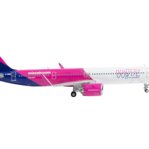 Airbus A321neo Commercial Aircraft "Wizz Air UK" (G-WUNB) White and Pink with Purple Tail 1/400 Diecast Model Airplane by GeminiJets  by Diecast Mania