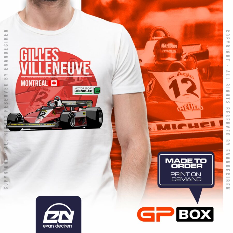 Gilles Villeneuve 1978 Montreal T-Shirt | Formula One Legend Tee | Retro Vintage F1 from the F1 Jackets store collection.