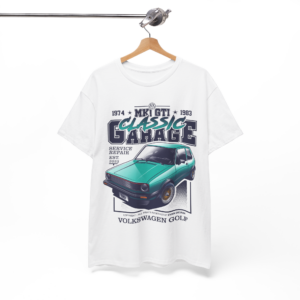 Volkswagen Golf MK1 GTI 1983 Classic Garage T-Shirt | Retro Car Graphic Tee | Vintage VW Golf Enthusiast Shirt from the Official Motorsport Merchandise store collection.