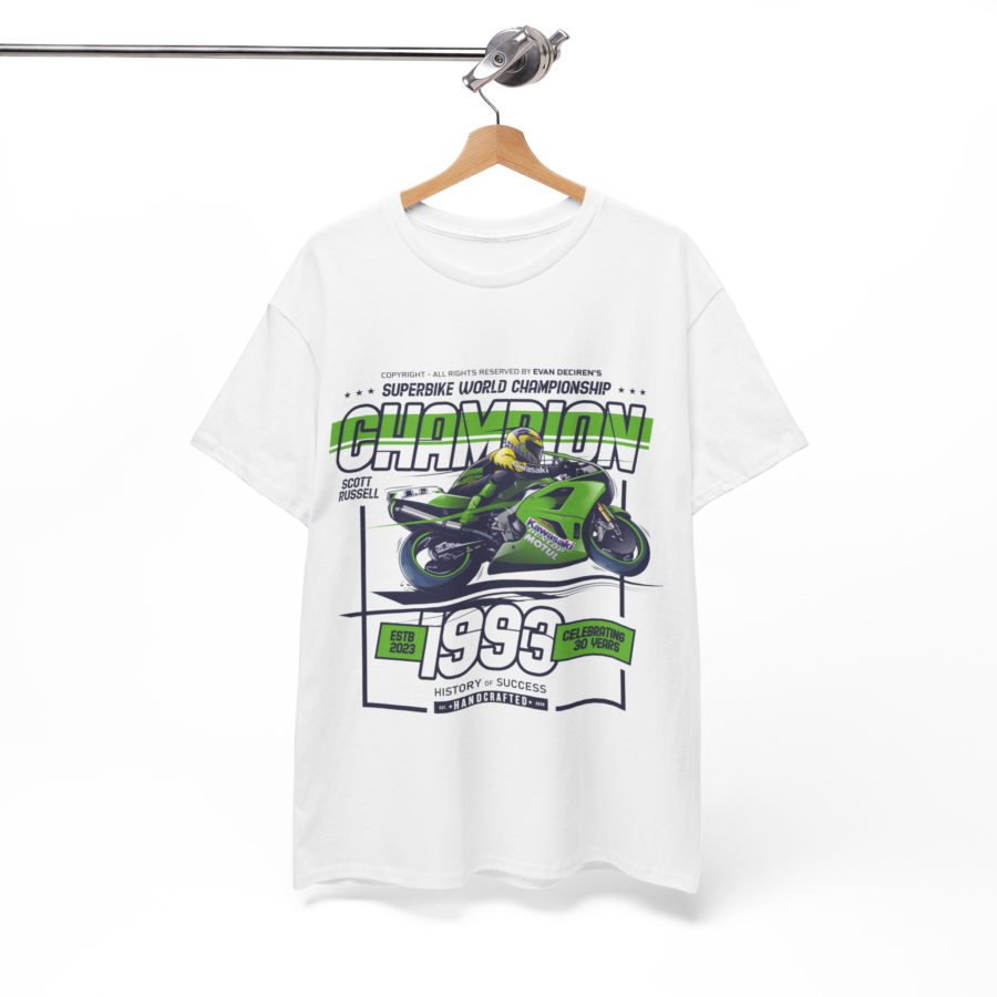Scott Russell 1993 World Superbike Champion T-Shirt | Superbike Legend Tee | Kawasaki Sportbike Vintage Gift George Russell