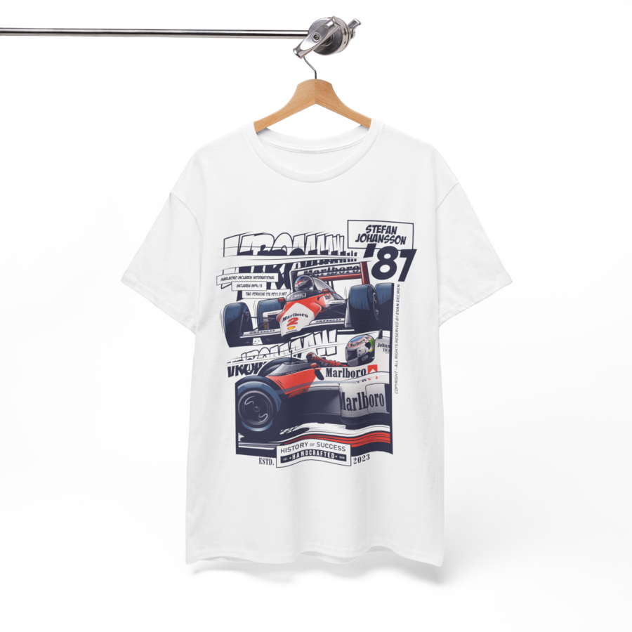 Stefan Johansson 1987 F1 McLaren T-Shirt | Formula One Legend Tee | Retro Motorsport from the McLaren F1 Memorabilia store collection.