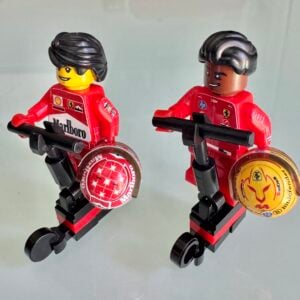 F1 Minifigure Scooter Hamilton 2025 And Schumacher 2000 F1 Ferrari from the F1 Model Cars store collection.