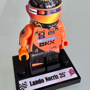 F1 Minifigure Lando Norris 2025 Bahrain GP McLaren black helmet from the Max Verstappen store collection.