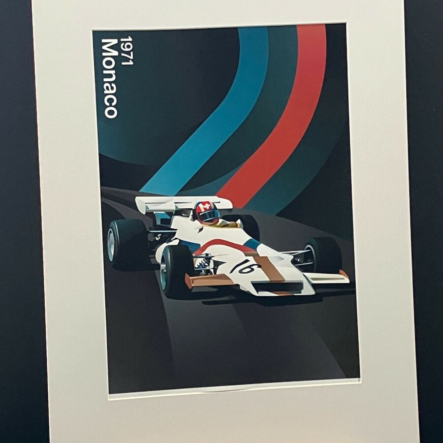 Jo Siffert, Monaco 1971, Yardley BRM GP A4 mounted print F1 Jackets