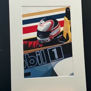 Nigel Mansell, Williams FW11 A4 mounted print from the F1 Jackets store collection.
