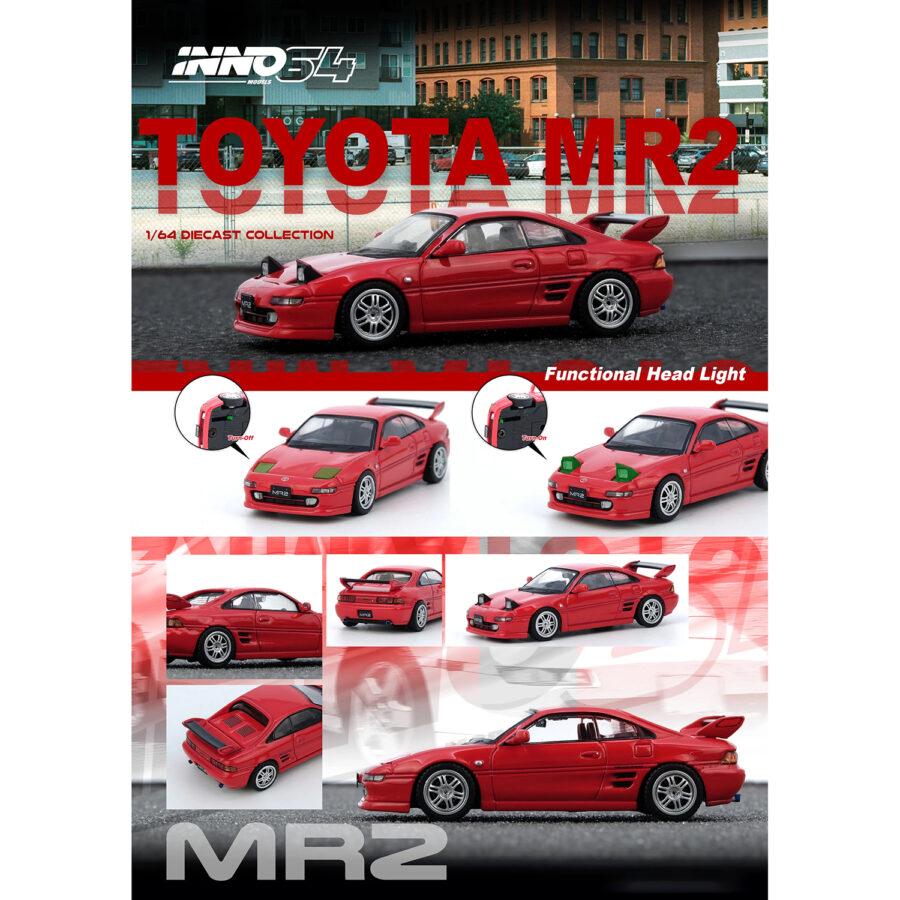 Toyota MR2 (SW20) RHD (Right Hand Drive) Red 1/64 Diecast Model Car by Inno Models Sports Car Racing Model Cars