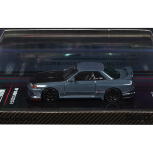 Nissan Skyline "Top Secret" GT-R (R32) RHD (Right Hand Drive) Stealth Gray with Carbon Hood 1/64 Diecast Model Car by Inno Models Sports Car Racing Gifts by Diecast Mania