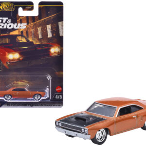 1970 Plymouth Road Runner Custom Copper Metallic with Black Hood "Furious 7" (2015) Movie "Fast & Furious" Series Diecast Model Car by Hot Wheels from the Sports Car Racing Model Cars store collection.