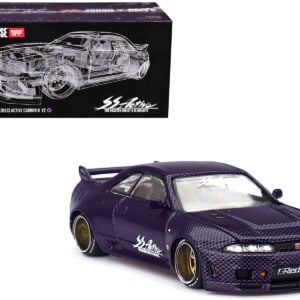 Nissan Skyline GT-R (R33) "Active Carbon R V2" RHD (Right Hand Drive) Purple Carbon (Designed by Jun Imai) "Kaido House" Special 1/64 Diecast Model Car by Mini GT from the Sports Car Racing Model Cars store collection.