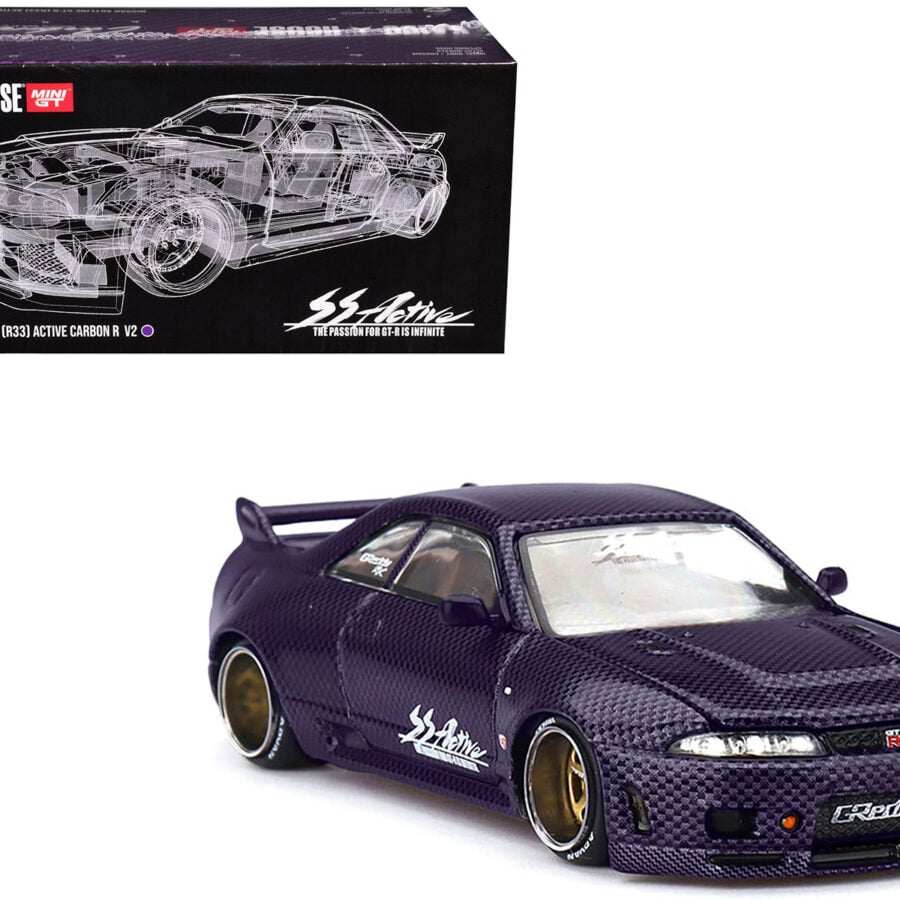 Nissan Skyline GT-R (R33) "Active Carbon R V2" RHD (Right Hand Drive) Purple Carbon (Designed by Jun Imai) "Kaido House" Special 1/64 Diecast Model Car by Mini GT from the Sports Car Racing Model Cars store collection.