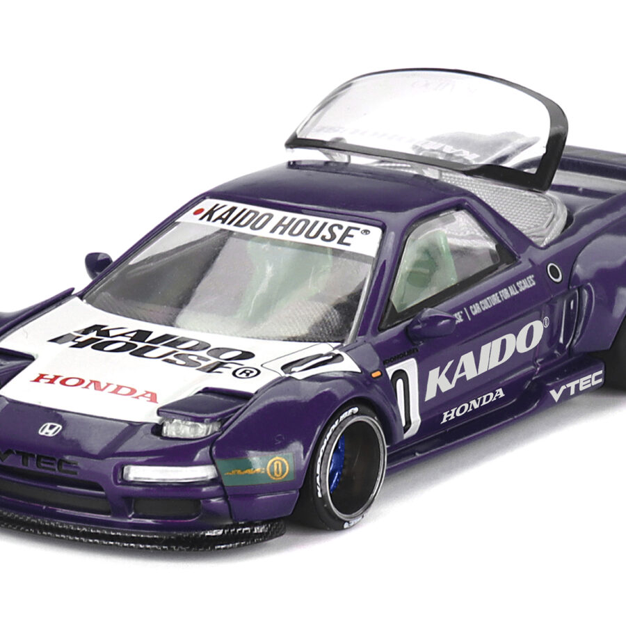 Honda NSX "Kaido Racing V2" #0 Purple with White Hood and Graphics (Designed by Jun Imai) "Kaido House" Special 1/64 Diecast Model Car by Mini GT Sports Car Racing Model Cars
