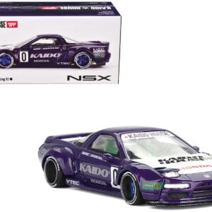 Honda NSX "Kaido Racing V2" #0 Purple with White Hood and Graphics (Designed by Jun Imai) "Kaido House" Special 1/64 Diecast Model Car by Mini GT from the Sports Car Racing Collectibles store collection.