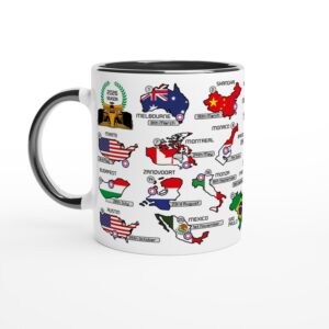 2026 Formula 1 Calendar Mugs - Countries and Flags - All F1 Races Fernando Alonso by Billeresque