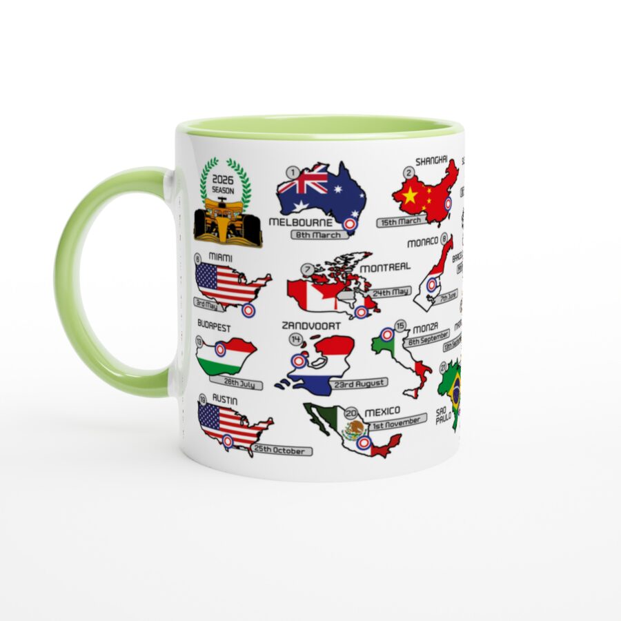 2026 Formula 1 Calendar Mugs - Countries and Flags - All F1 Races Alpine F1 Team