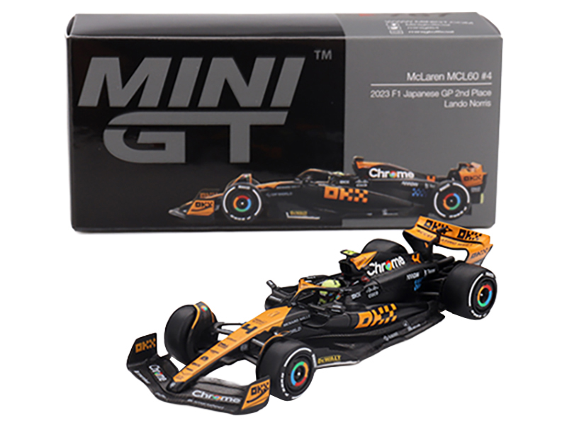 McLaren MCL60 #4 Lando Norris 2nd Place Formula One F1 "Japanese GP" (2023) Limited Edition 1/64 Diecast Model Car by Mini GT Automotive