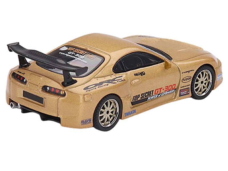 Toyota Supra (A80) "Top Secret GT-300" RHD (Right Hand Drive) Gold Metallic with Graphics Limited Edition 1/64 Diecast Model Car by Mini GT Sports Car Racing Model Cars