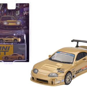 Toyota Supra (A80) "Top Secret GT-300" RHD (Right Hand Drive) Gold Metallic with Graphics Limited Edition 1/64 Diecast Model Car by Mini GT Automotive by Diecast Mania