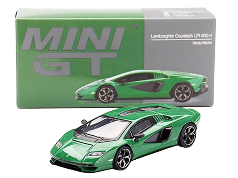 Lamborghini Countach LPI 800-4 Verde Medio Green Limited Edition 1/64 Diecast Model Car by Mini GT Automotive