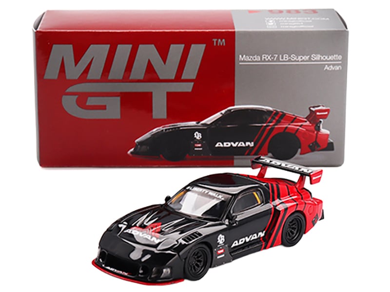 Mazda RX-7 LB-Super Silhouette RHD (Right Hand Drive) "Advan" Black and Red Limited Edition 1/64 Diecast Model Car by Mini GT Automotive