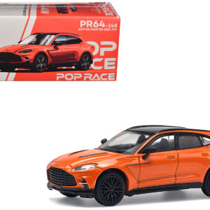 Aston Martin DBX 707 Cosmos Orange Metallic with Black Top 1/64 Diecast Model Car by Pop Race  by Diecast Mania