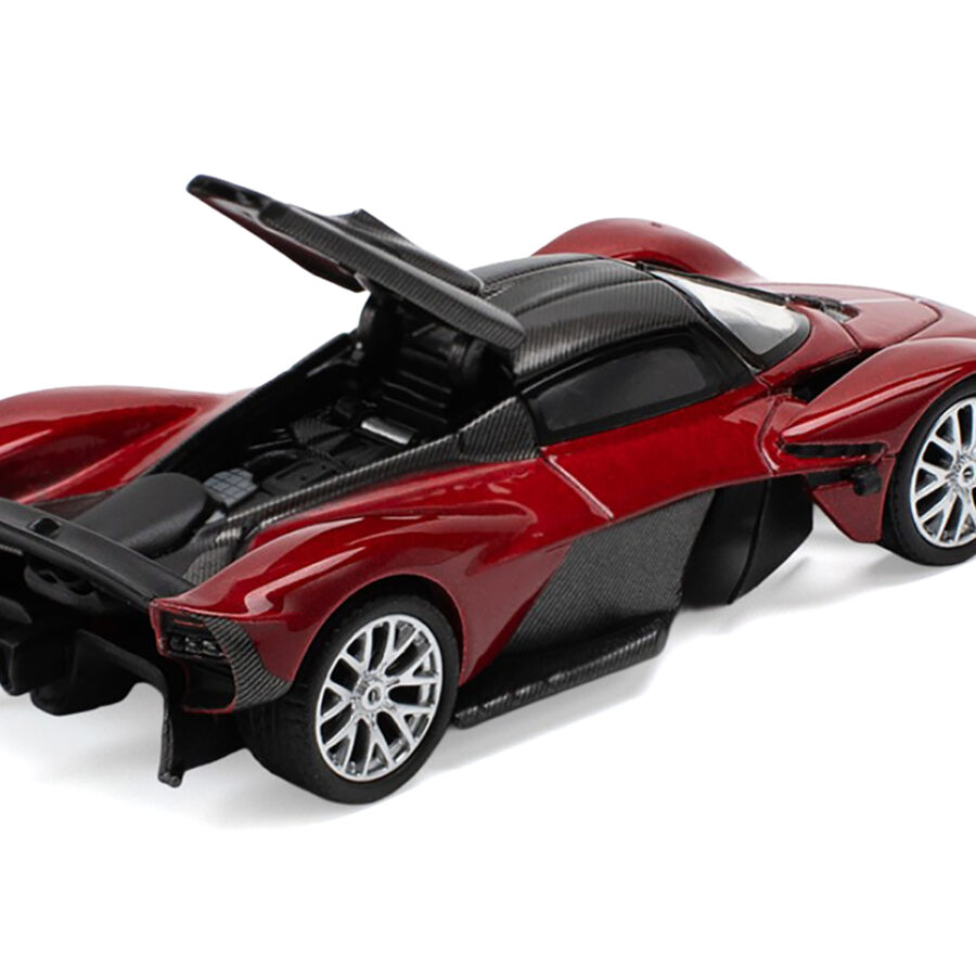 Aston Martin Valkyrie Supernova Red Metallic with Carbon Top 1/64 Diecast Model Car by Pop Race Automotive