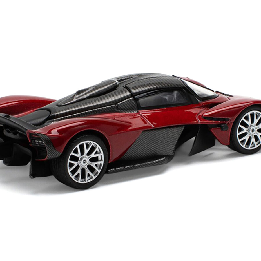 Aston Martin Valkyrie Supernova Red Metallic with Carbon Top 1/64 Diecast Model Car by Pop Race Automotive